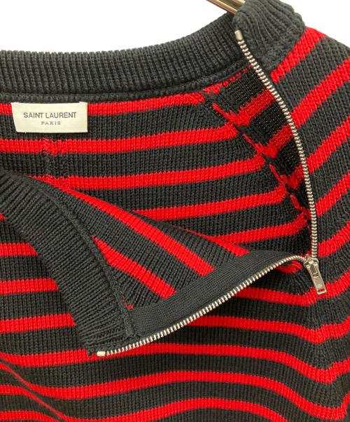 Saint Laurent Paris（サンローランパリ）Saint Laurent Paris (サンローランパリ) ボーダーニット ブラック×レッド サイズ:Lの古着・服飾アイテム