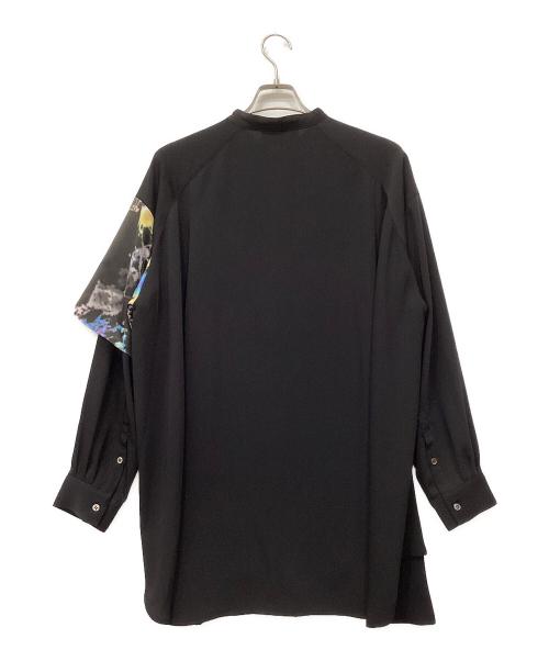 JUN OKAMOTO（ジュンオカモト）JUN OKAMOTO (ジュンオカモト) プリントバイカラーシャツ ブラック サイズ:Mの古着・服飾アイテム
