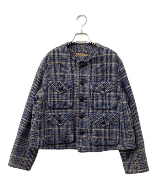 45R（フォーティファイブ・アール）45R (フォーティファイブ・アール) コットンツイードのノーカラーアニージャケット インディゴ サイズ:SIZE 3の古着・服飾アイテム