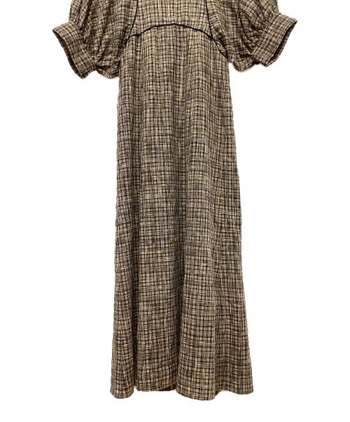 CLANE（クラネ）CLANE (クラネ) シースルーチェックアームワンピース ブラウン サイズ:1の古着・服飾アイテム