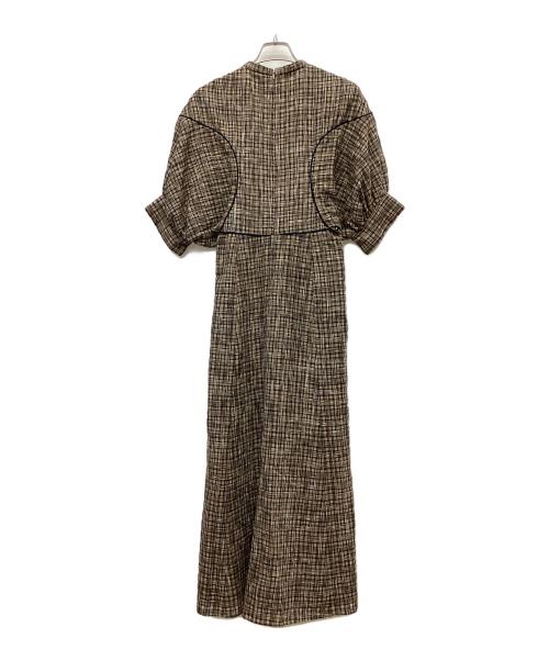 CLANE（クラネ）CLANE (クラネ) シースルーチェックアームワンピース ブラウン サイズ:1の古着・服飾アイテム