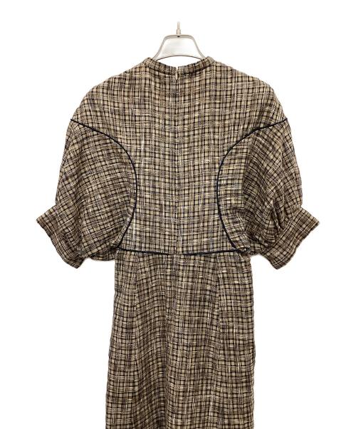 CLANE（クラネ）CLANE (クラネ) シースルーチェックアームワンピース ブラウン サイズ:1の古着・服飾アイテム