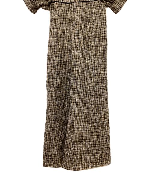 CLANE（クラネ）CLANE (クラネ) シースルーチェックアームワンピース ブラウン サイズ:1の古着・服飾アイテム