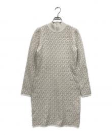 MICHAEL KORS（マイケル・コース）の古着「Logo Jacquard Mock Neck Dress」｜オフホワイト×ベージュ