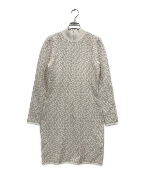 MICHAEL KORS（マイケル・コース）MICHAEL KORS (マイケルコース) Logo Jacquard Mock Neck Dress オフホワイト×ベージュ サイズ:S 未使用品の古着・服飾アイテム