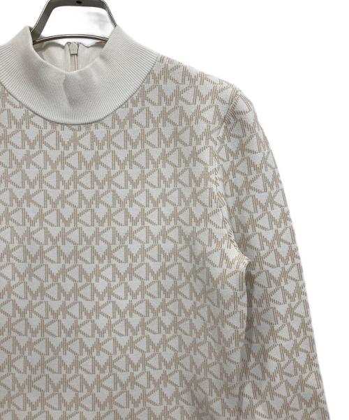 MICHAEL KORS（マイケル・コース）MICHAEL KORS (マイケルコース) Logo Jacquard Mock Neck Dress オフホワイト×ベージュ サイズ:S 未使用品の古着・服飾アイテム