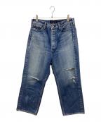 MADISON BLUEマディソンブルー）の古着「CRASHED SAROUEL PANTS DENIM」｜インディゴ