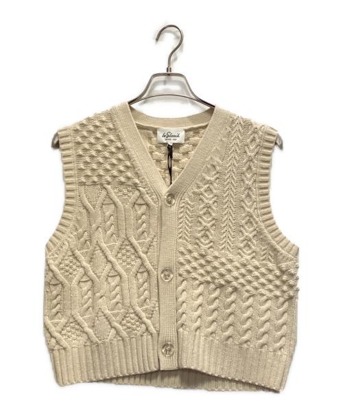 LE GLAZIK（ル グラジック）LE GLAZIK (ル グラジック) Vネックケーブルニットベスト オフホワイト サイズ:SIZE 36の古着・服飾アイテム