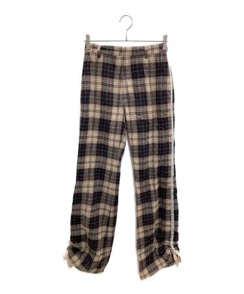 rurumu:（ルルムウ）rurumu: (ルルムウ) drawstring check skirt pants/ドローストリング チェック スカート パンツ ベージュ サイズ:Sの古着・服飾アイテム