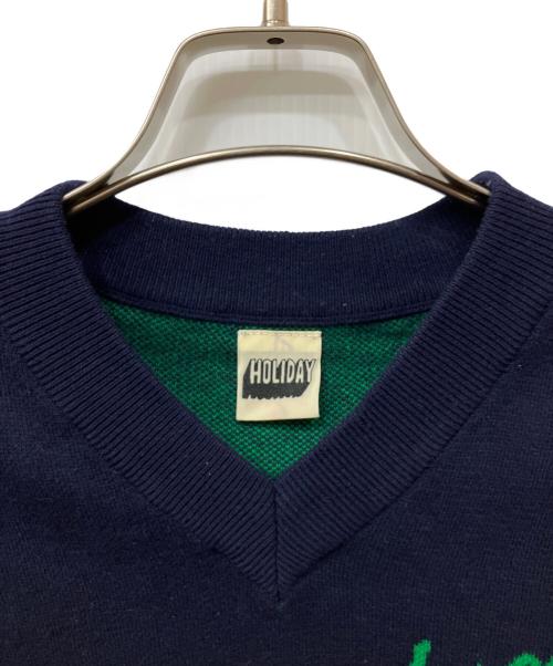 holiday（ホリデー）HOLIDAY (ホリデー) JACQUARD KNIT VEST ネイビー サイズ:ONEの古着・服飾アイテム