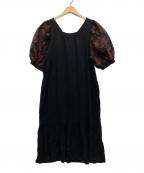 MUVEILミュベール）の古着「ボリュームスリーブワンピース」｜ブラック