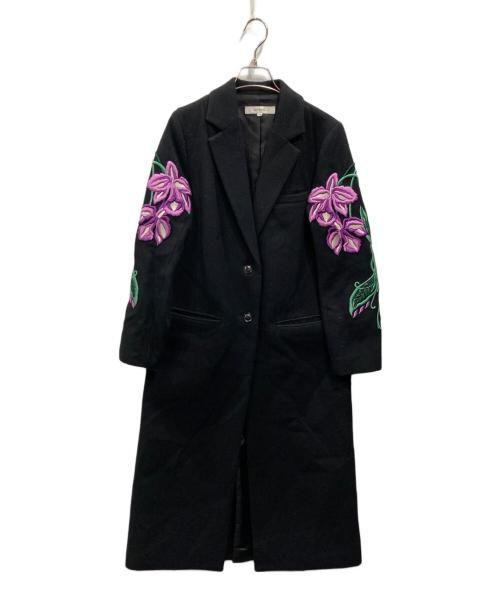 MURRAL（ミューラル）MURRAL (ミューラル) フラワー刺繍コート ブラック サイズ:36の古着・服飾アイテム