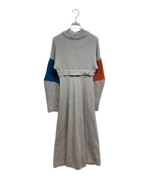 UN3D.（アンスリード）UN3D. (アンスリード) ドッキンギニットワンピース グレー サイズ:36の古着・服飾アイテム