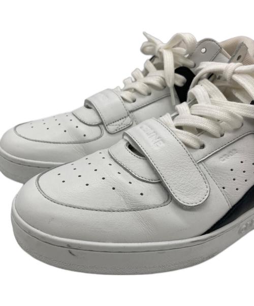 CELINE（セリーヌ）CELINE (セリーヌ) ベルクロストラップ ミッドスニーカー ホワイト×ブラック サイズ:39の古着・服飾アイテム