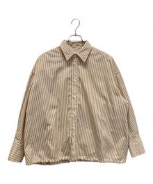 Spick and Span（スピック＆スパン）の古着「CO/PEストライプヘムギャザーシャツ」｜ブラウン