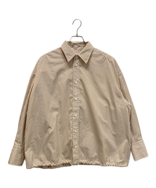 Spick and Span（スピック＆スパン）Spick and Span (スピック＆スパン) CO/PEストライプヘムギャザーシャツ ブラウン サイズ:FREEの古着・服飾アイテム