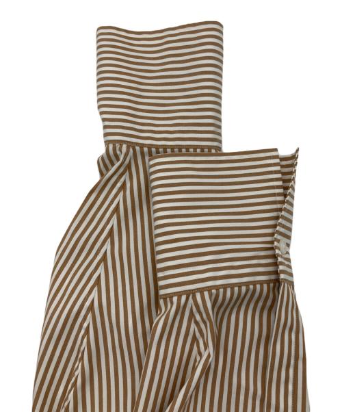 Spick and Span（スピック＆スパン）Spick and Span (スピック＆スパン) CO/PEストライプヘムギャザーシャツ ブラウン サイズ:FREEの古着・服飾アイテム