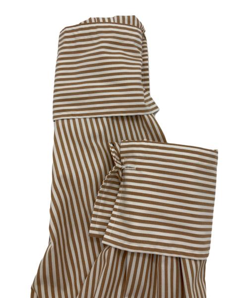 Spick and Span（スピック＆スパン）Spick and Span (スピック＆スパン) CO/PEストライプヘムギャザーシャツ ブラウン サイズ:FREEの古着・服飾アイテム