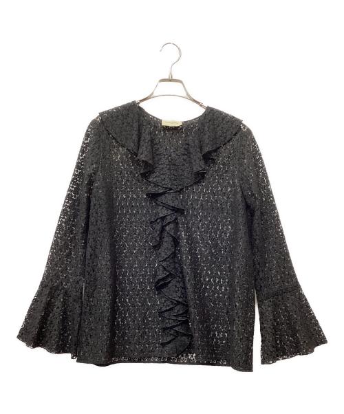 UNITED ARROWS（ユナイテッドアローズ）UNITED ARROWS (ユナイテッドアローズ) ラッフルフリル レース ブラウス ブラック サイズ:Freeの古着・服飾アイテム
