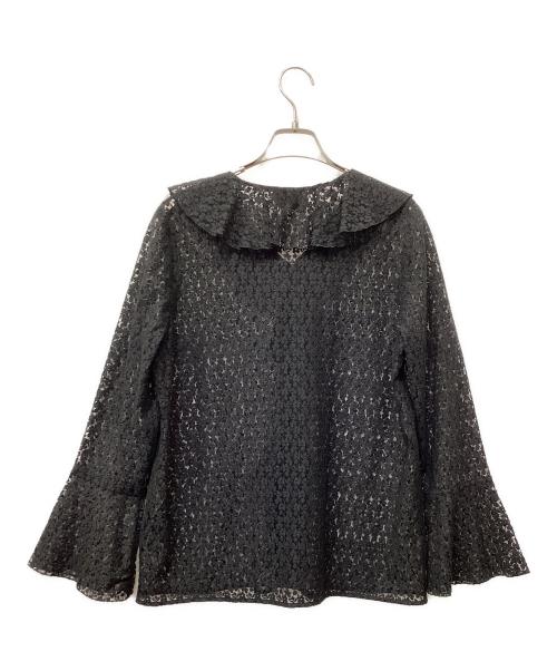 UNITED ARROWS（ユナイテッドアローズ）UNITED ARROWS (ユナイテッドアローズ) ラッフルフリル レース ブラウス ブラック サイズ:Freeの古着・服飾アイテム