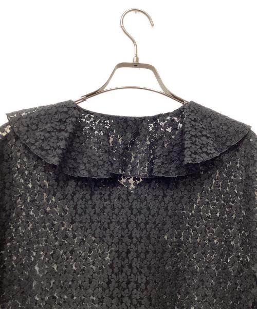 UNITED ARROWS（ユナイテッドアローズ）UNITED ARROWS (ユナイテッドアローズ) ラッフルフリル レース ブラウス ブラック サイズ:Freeの古着・服飾アイテム