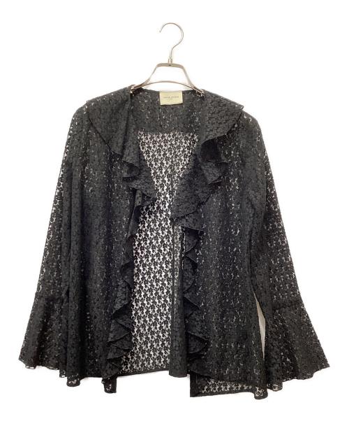 UNITED ARROWS（ユナイテッドアローズ）UNITED ARROWS (ユナイテッドアローズ) ラッフルフリル レース ブラウス ブラック サイズ:Freeの古着・服飾アイテム