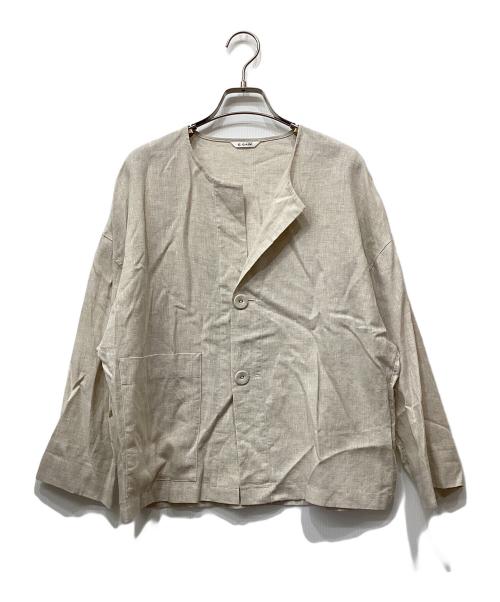 LE GLAZIK（ル グラジック）LE GLAZIK (ル グラジック) 50sリネンクロスノーカラージャケット ベージュ サイズ:36の古着・服飾アイテム