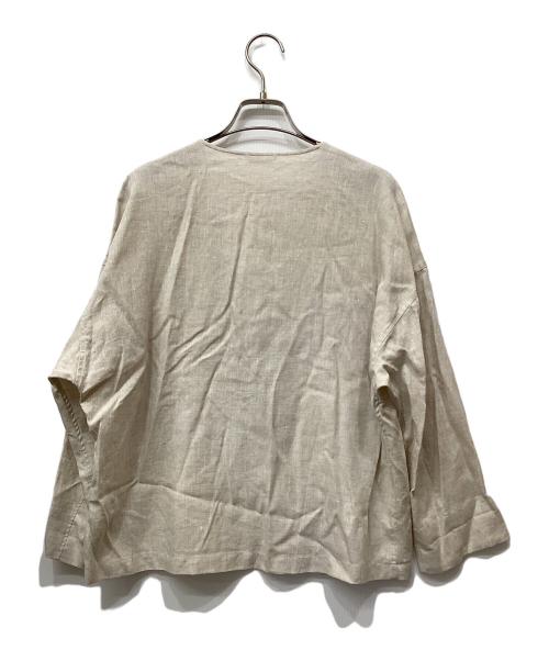 LE GLAZIK（ル グラジック）LE GLAZIK (ル グラジック) 50sリネンクロスノーカラージャケット ベージュ サイズ:36の古着・服飾アイテム