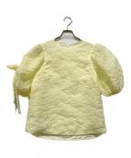 CECILIE BAHNSENセシリーバンセン）の古着「フラワーリボンシアサッカーブラウス」｜イエロー