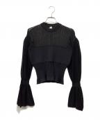 CFCLシーエフシーエル）の古着「FLUTED LUCENT GLITTER MARIE SLEEVE TOP」｜ブラック