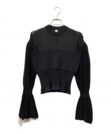 CFCL（シーエフシーエル）の古着「FLUTED LUCENT GLITTER MARIE SLEEVE TOP」｜ブラック