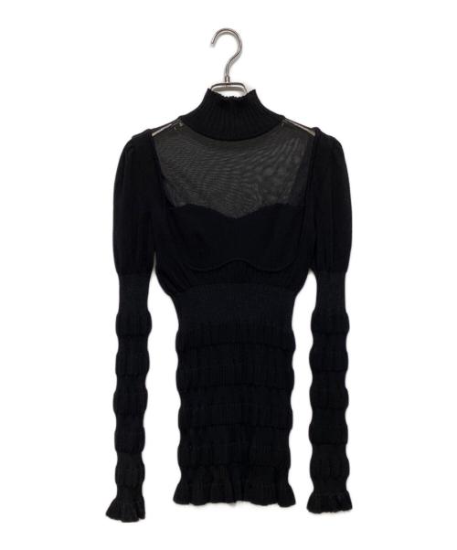 FETICO（フェティコ）FETICO (フェティコ) STRIPE RIB KNIT JUMPER FTC224-0705 ブラック サイズ:Fの古着・服飾アイテム