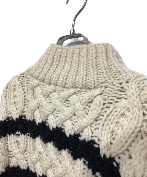 NKINT（ンニット）NKINT (ンニット) hand knitting stripe  アイボリー×ブラック サイズ:2の古着・服飾アイテム