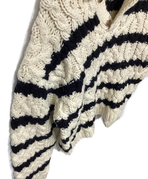 NKINT（ンニット）NKINT (ンニット) hand knitting stripe  アイボリー×ブラック サイズ:2の古着・服飾アイテム