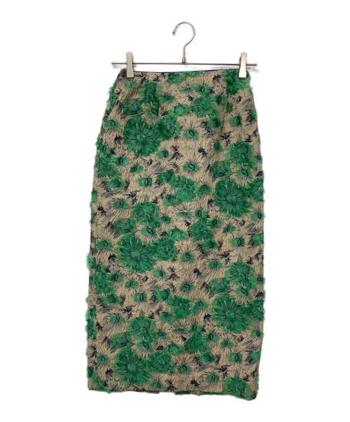 TOMORROW LAND（トゥモローランド）TOMORROW LAND (トゥモローランド) カットフラワージャカード タイトミディスカート ベージュ サイズ:34 未使用品の古着・服飾アイテム