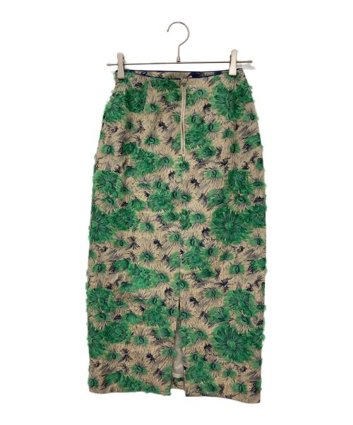 TOMORROW LAND（トゥモローランド）TOMORROW LAND (トゥモローランド) カットフラワージャカード タイトミディスカート ベージュ サイズ:34 未使用品の古着・服飾アイテム