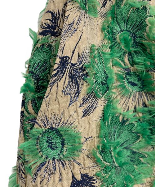 TOMORROW LAND（トゥモローランド）TOMORROW LAND (トゥモローランド) カットフラワージャカード タイトミディスカート ベージュ サイズ:34 未使用品の古着・服飾アイテム