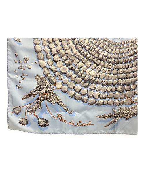 HERMES（エルメス）HERMES (エルメス) カレ90 Reve de Corail 珊瑚の夢 シルクスカーフ ライトブルー サイズ:90×90の古着・服飾アイテム