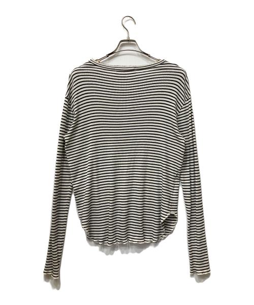 L'appartement（アパルトモン）L'Appartement (アパルトモン) RIB LONGSLEEVE T-SHIRT ホワイト×ブラック サイズ:FREEの古着・服飾アイテム