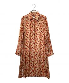 Max Mara Studio（マックスマーラ ストゥディオ）の古着「フラワープリントシルクシャツワンピース」｜レッド