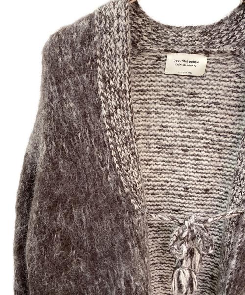 beautiful people（ビューティフルピープル）beautiful people (ビューティフルピープル) alpaca shaggyv neck cardigan ブラウン サイズ:38の古着・服飾アイテム