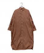 ticcaティッカ）の古着「スクエアビッグシャツワンピース」｜ブラウン