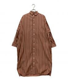 ticca（ティッカ）の古着「スクエアビッグシャツワンピース」｜ブラウン