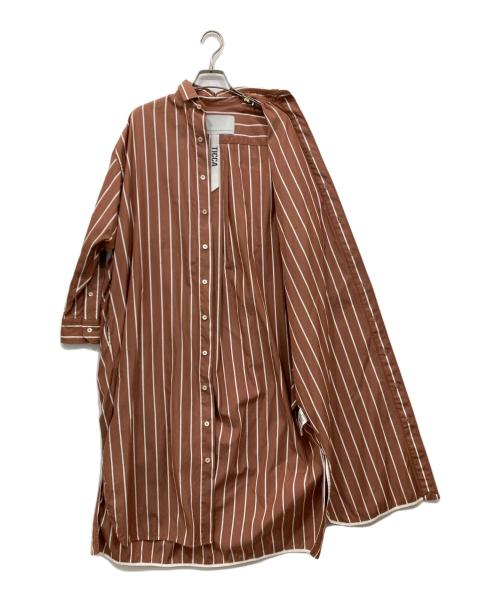 ticca（ティッカ）TICCA (ティッカ) スクエアビッグシャツワンピース ブラウン サイズ:Freeの古着・服飾アイテム