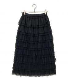 GRACE CONTINENTAL（グレースコンチネンタル）の古着「タイトティアードチュールスカート」｜ブラック