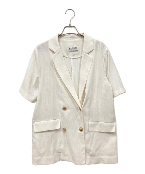 Mystrada（マイストラーダ）Mystrada (マイストラーダ) リネン半袖ジャケット ホワイト サイズ:38の古着・服飾アイテム