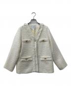 COELコエル）の古着「ツイードVネックジャケット」｜オフホワイト