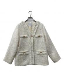 COEL（コエル）の古着「ツイードVネックジャケット」｜オフホワイト