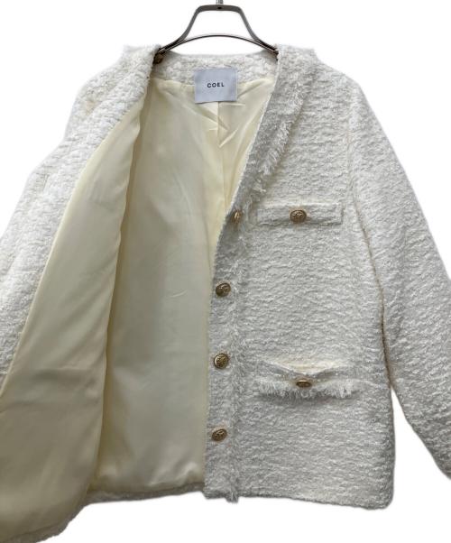 COEL（コエル）COEL (コエル) ツイードVネックジャケット オフホワイト サイズ:36の古着・服飾アイテム
