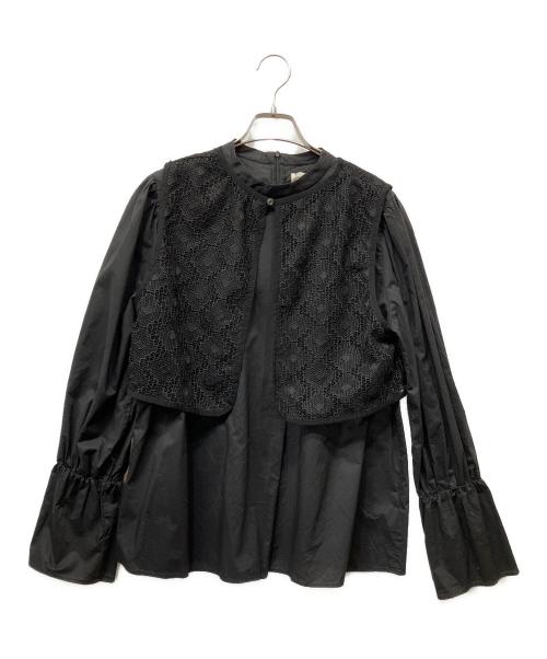 IENA（イエナ）IENA (イエナ) レースベストSETシャツ ブラック サイズ:Freeの古着・服飾アイテム